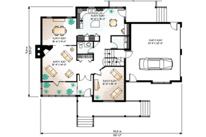 Floor Plan - Main Floor for Farmhouse House Plan #23-293 - 3 bed, 2.5 bath