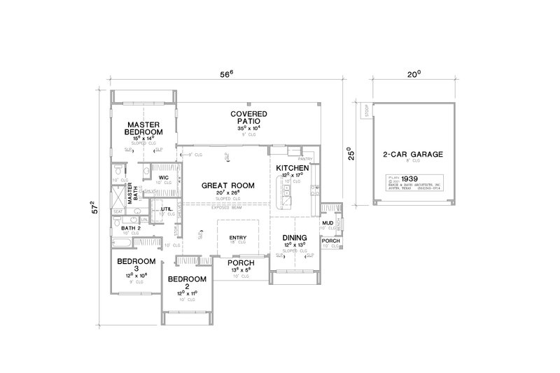 House Blueprint - Floor Plan - Main Floor for European House Plan #472-447 - 3 bed, 2 bath
