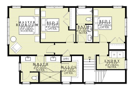 Floor Plan - Upper Floor for Farmhouse House Plan #901-154 - 5 bed, 3.5 bath