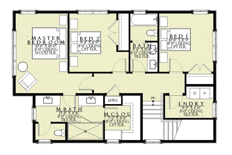 House Blueprint - Floor Plan - Upper Floor for Farmhouse House Plan #901-154 - 5 bed, 3.5 bath