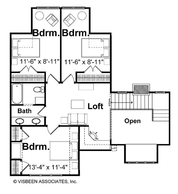 House Plan Design - Floor Plan - Upper Floor for Farmhouse House Plan #928-459 - 4 bed, 2.5 bath