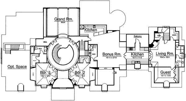 House Blueprint - European Floor Plan - Upper Floor Plan #119-183