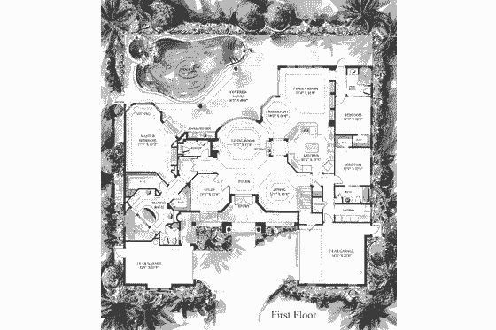 Floor Plan - Main Floor for Mediterranean House Plan #27-236 - 4 bed, 4.5 bath