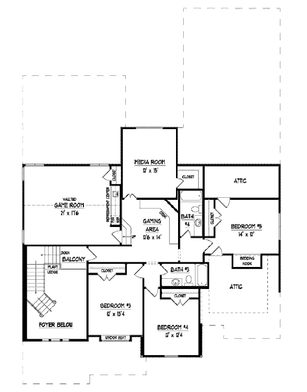 Traditional Floor Plan - Upper Floor Plan #424-182
