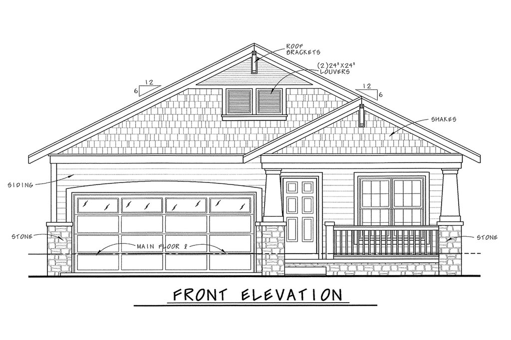 Exterior - Front Elevation 5 for Bungalow House Plan #20-2139 - 2 bed, 2 bath