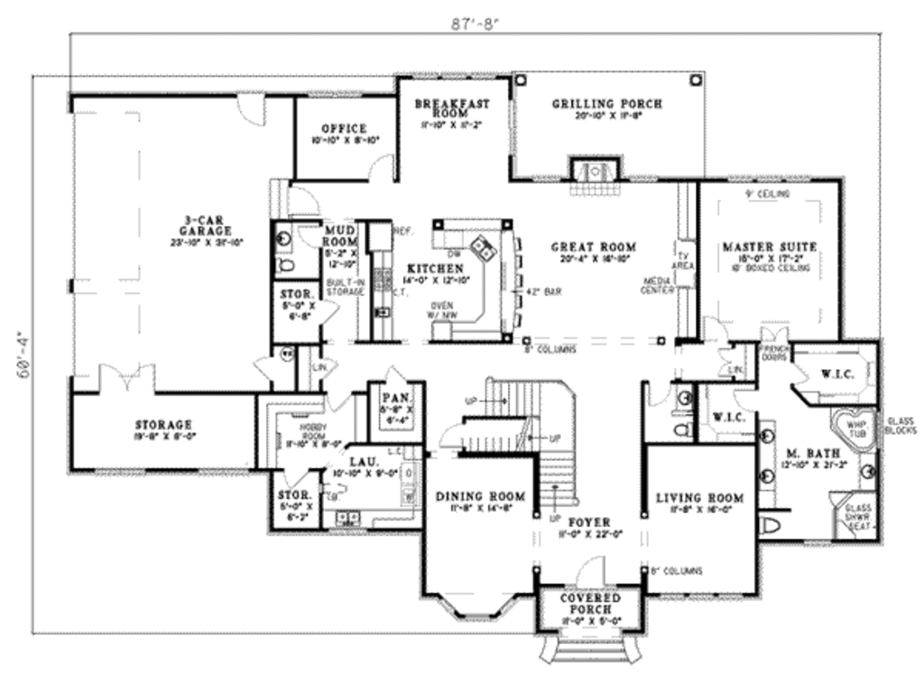 European Style House Plan 4 Beds 4 Baths 4488 Sq/Ft Plan