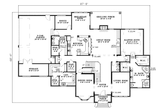 Floor Plan - Main Floor for European House Plan #17-524 - 4 bed, 4 bath