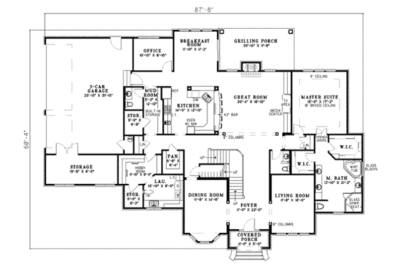 Dream House Plan - Floor Plan - Main Floor for European House Plan #17-524 - 4 bed, 4 bath