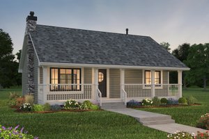 Exterior - Front Elevation 4 for Country House Plan #18-1027 - 2 bed, 1 bath