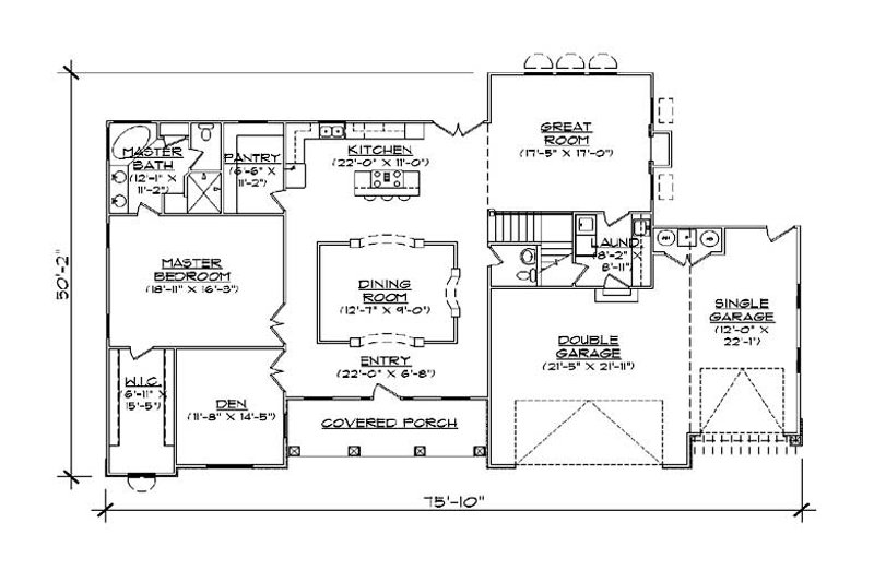 Home Plan - Floor Plan - Main Floor for European House Plan #5-462 - 4 bed, 3.5 bath