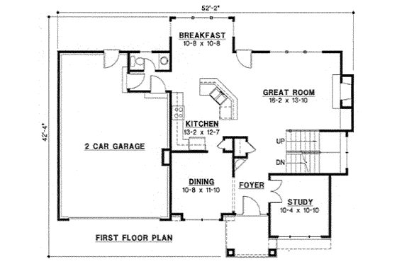 Floor Plan - Main Floor for Traditional House Plan #67-758 - 4 bed, 2.5 bath