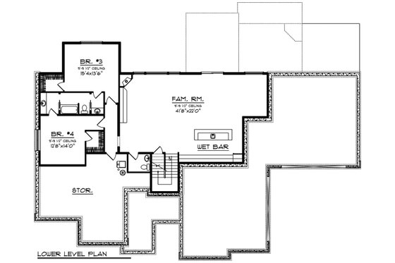 Floor Plan - Lower Floor for Ranch House Plan #70-1502 - 5 bed, 3.5 bath