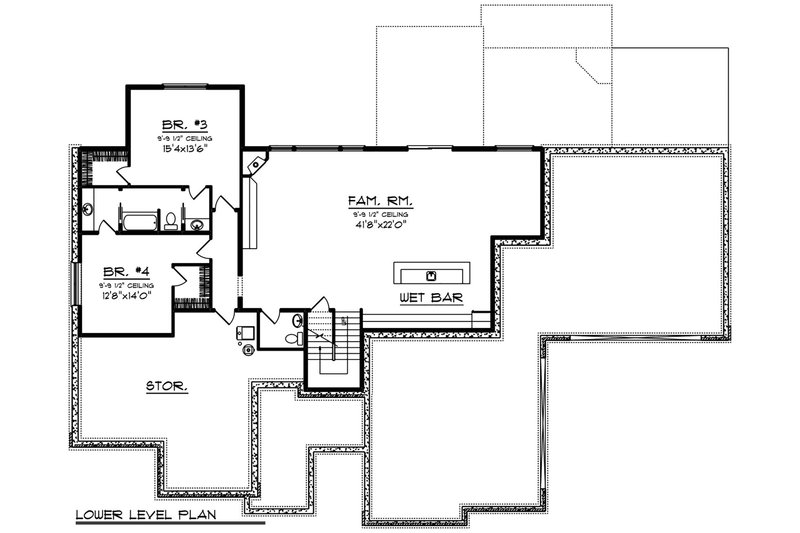 House Blueprint - Floor Plan - Lower Floor for Ranch House Plan #70-1502 - 5 bed, 3.5 bath