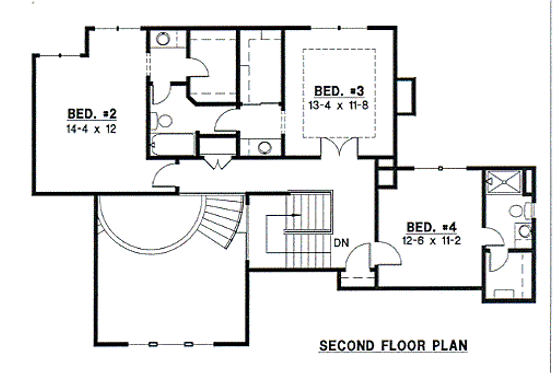 Floor Plan - Upper Floor for Traditional House Plan #67-145 - 4 bed, 3 bath