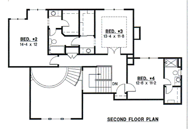Traditional Floor Plan - Upper Floor Plan #67-145