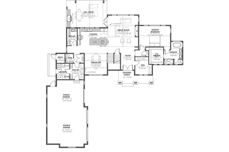 House Design - Floor Plan - Main Floor for Farmhouse House Plan #1086-24 - 4 bed, 3.5 bath