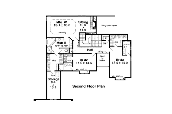 Floor Plan - Upper Floor for European House Plan #312-801 - 3 bed, 4 bath