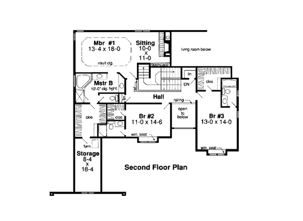 Floor Plan - Upper Floor for European House Plan #312-801 - 3 bed, 4 bath