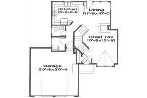 Floor Plan - Main Floor for Traditional House Plan #6-113 - 3 bed, 2.5 bath
