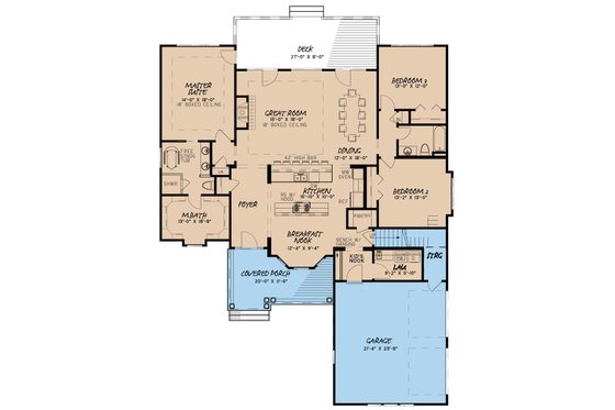 Floor Plan - Main Floor for Country House Plan #923-35 - 3 bed, 2 bath