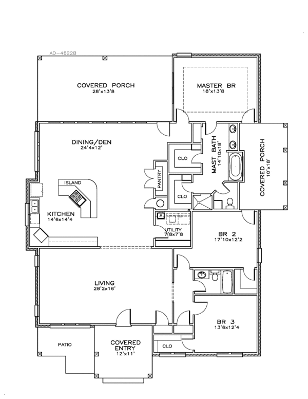 Southern Floor Plan - Main Floor Plan #8-243