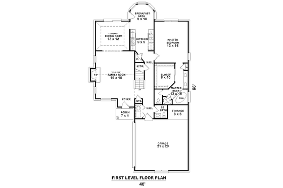 Floor Plan - Main Floor for European House Plan #81-13818 - 3 bed, 2.5 bath