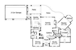 Floor Plan - Main Floor for European House Plan #411-409 - 4 bed, 3.5 bath