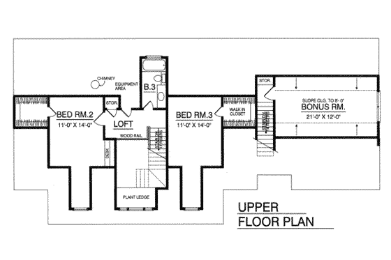 Floor Plan - Upper Floor for Country House Plan #40-330 - 3 bed, 2.5 bath