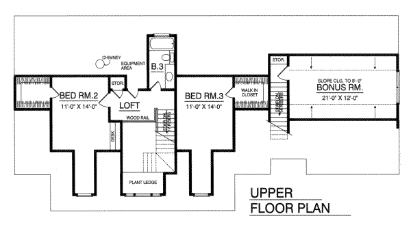 Dream House Plan - Country Floor Plan - Upper Floor Plan #40-330