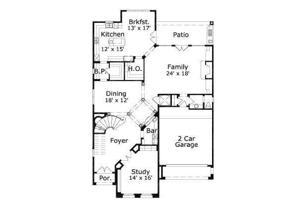 Mediterranean Floor Plan - Main Floor Plan #411-422