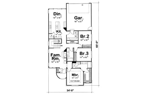 Floor Plan - Main Floor for European House Plan #20-1721 - 3 bed, 2 bath