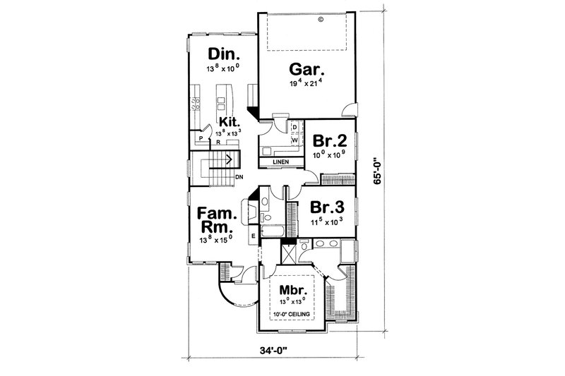 Architectural House Design - Floor Plan - Main Floor for European House Plan #20-1721 - 3 bed, 2 bath
