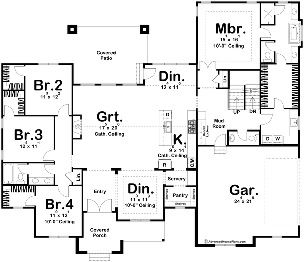 Architectural House Design - Farmhouse Floor Plan - Main Floor Plan #455-664