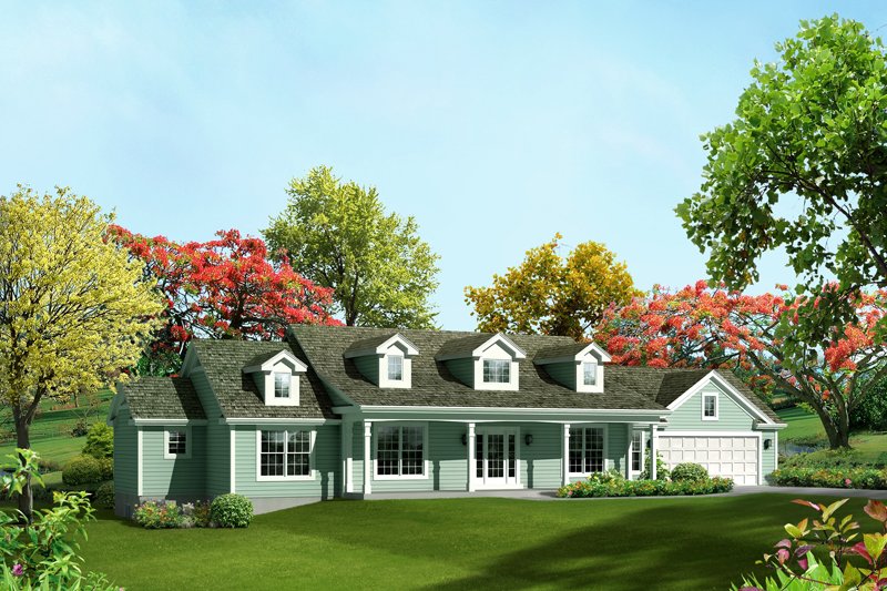 House Blueprint - Southern Exterior - Front Elevation Plan #57-605