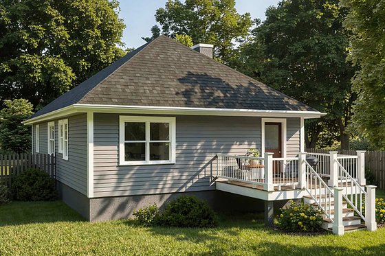 Exterior - Rear Elevation for Bungalow House Plan #79-136 - 3 bed, 2 bath