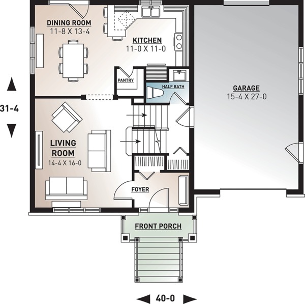 Home Plan - Traditional Floor Plan - Main Floor Plan #23-2445