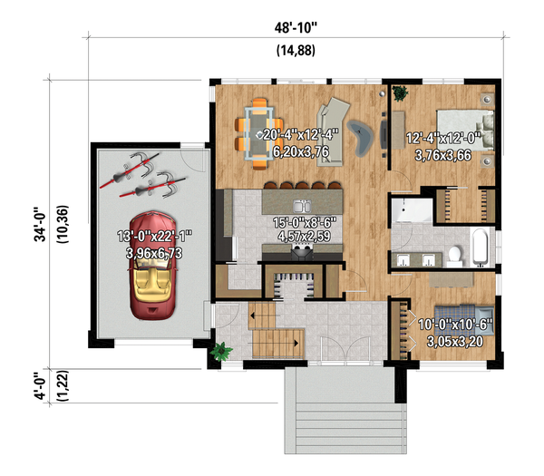 Architectural House Design - Contemporary Floor Plan - Main Floor Plan #25-4877