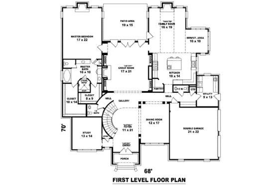 Floor Plan - Main Floor for European House Plan #81-1347 - 4 bed, 4 bath