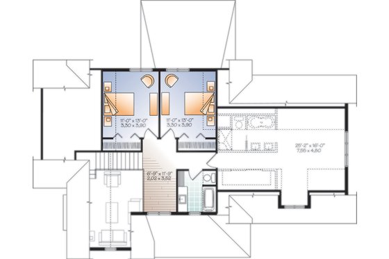 Floor Plan - Upper Floor for Farmhouse House Plan #23-2732 - 3 bed, 3.5 bath