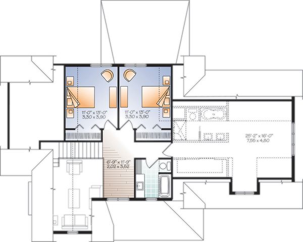 Architectural House Design - Farmhouse Floor Plan - Upper Floor Plan #23-2732
