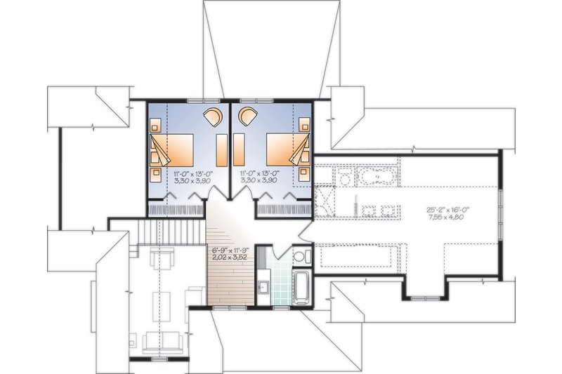 Architectural House Design - Floor Plan - Upper Floor for Farmhouse House Plan #23-2732 - 3 bed, 3.5 bath
