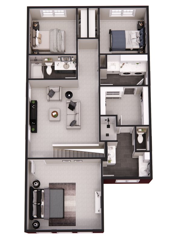 House Design - Floor Plan - Upper Floor 1 for Farmhouse House Plan #51-1544 - 3 bed, 2.5 bath