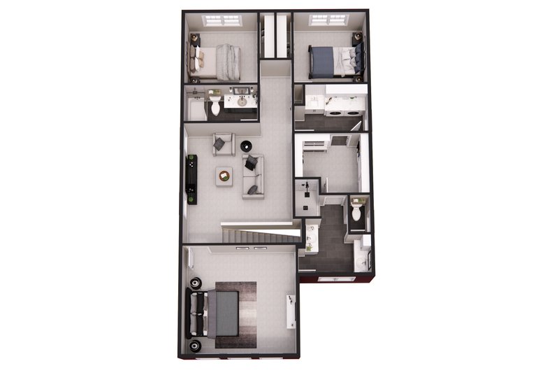 House Design - Floor Plan - Upper Floor 1 for Farmhouse House Plan #51-1544 - 3 bed, 2.5 bath