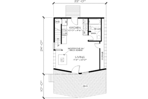 Floor Plan - Main Floor for Cottage House Plan #320-409 - 1 bed, 1 bath