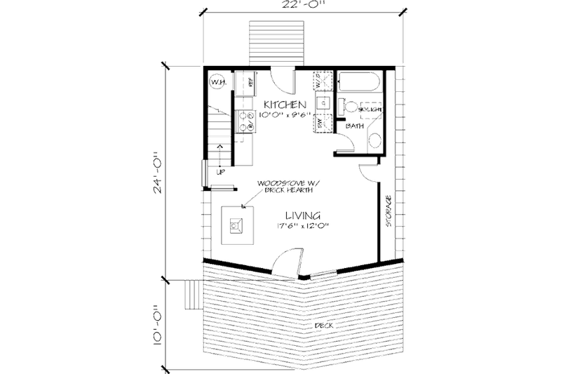 Home Plan - Floor Plan - Main Floor for Cottage House Plan #320-409 - 1 bed, 1 bath