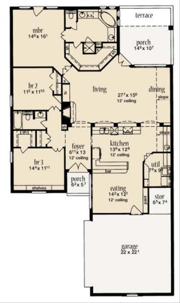 House Design - European Floor Plan - Main Floor Plan #36-459
