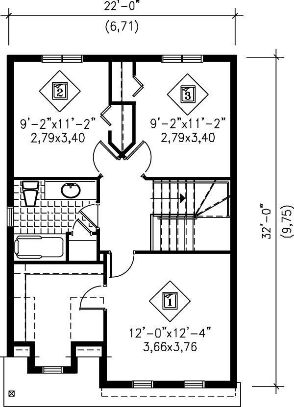 Colonial Floor Plan - Upper Floor Plan #25-272