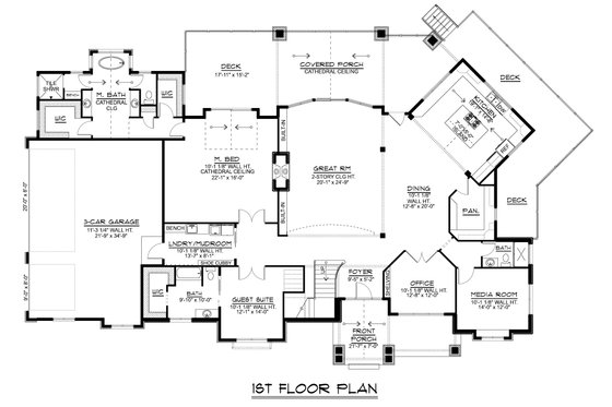 Floor Plan - Main Floor for Contemporary House Plan #1064-332 - 5 bed, 6 bath