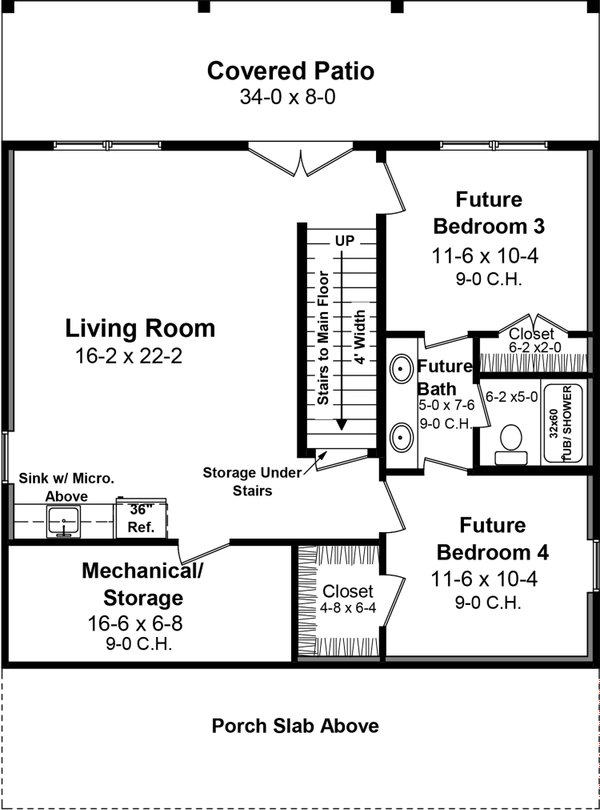 Farmhouse Floor Plan - Lower Floor Plan #21-476