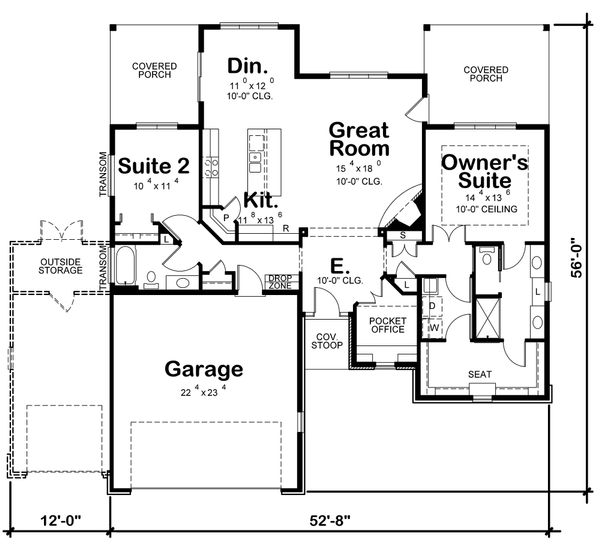 House Plan Design - Craftsman Floor Plan - Main Floor Plan #20-2336